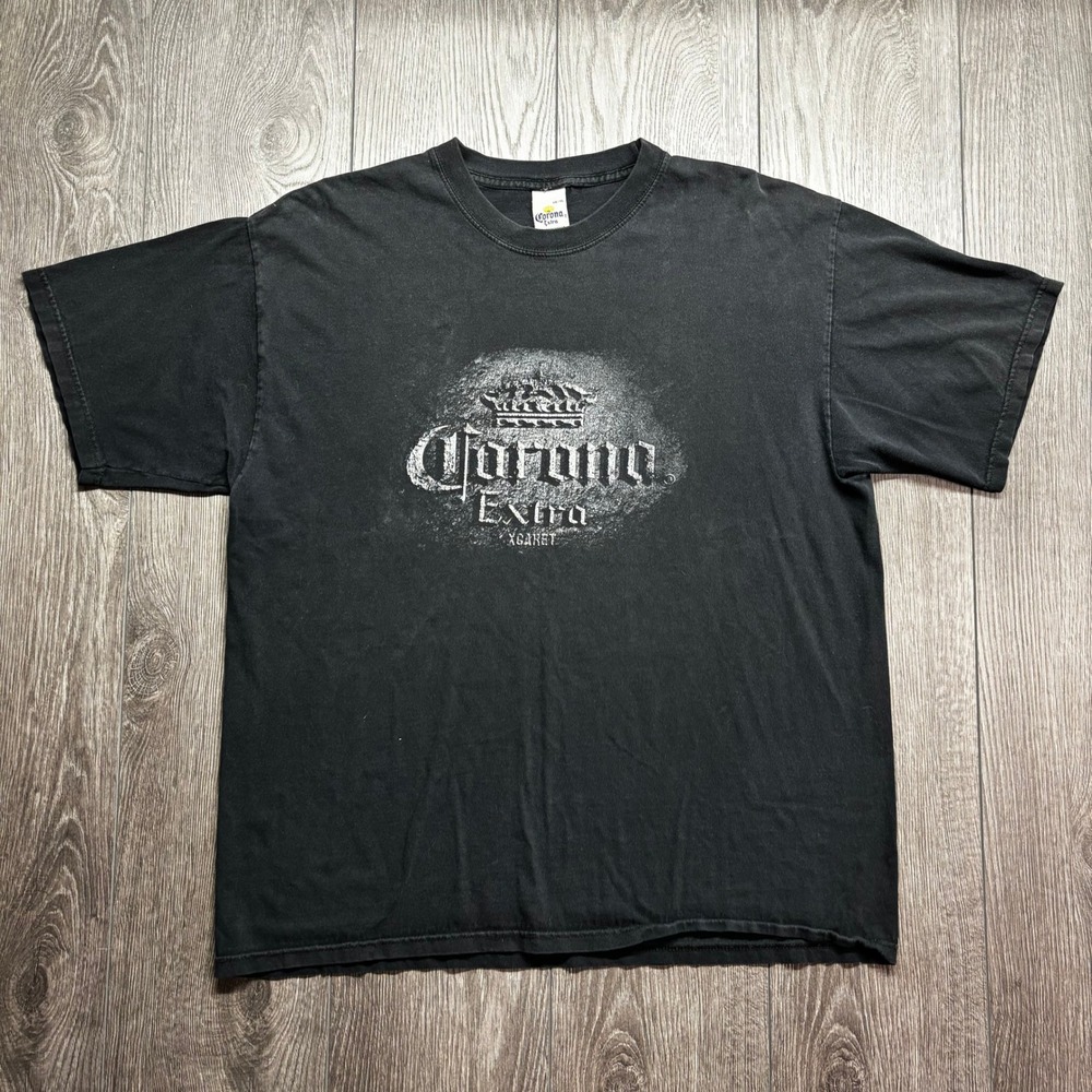 Corona Extra Vintage Xcaret T-Shirt Mens XL Black Y2K Graphic Beer Promo